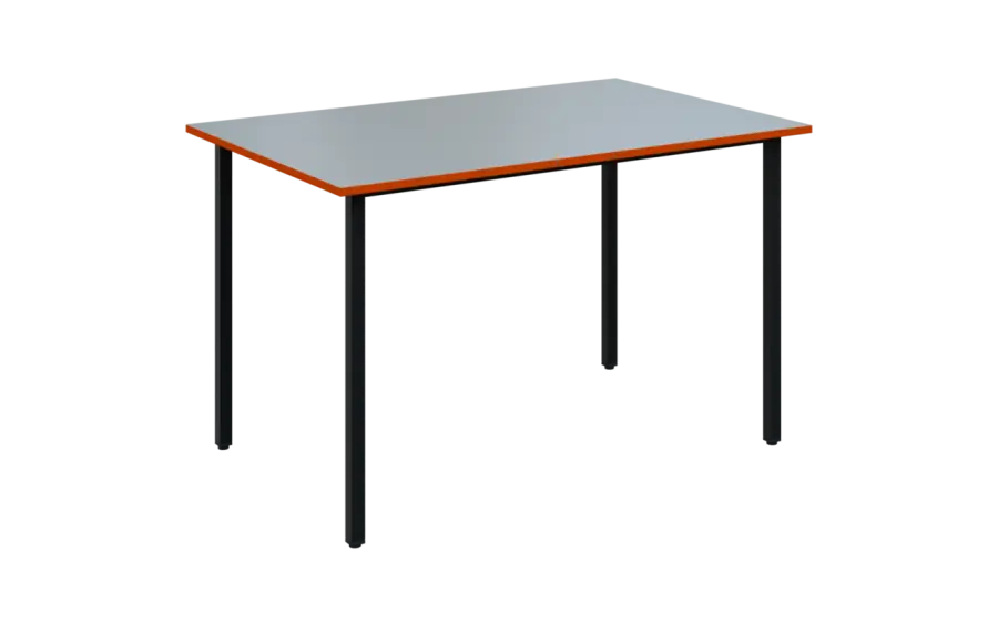 JSB 120N Jídelní stůl 1200 x 800 mm, deska šedá s hranou pomeranč / podnož černá